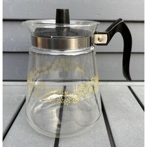 Vintage glass Cory coffee carafe pot COS35 with lid 6 cup flower star design